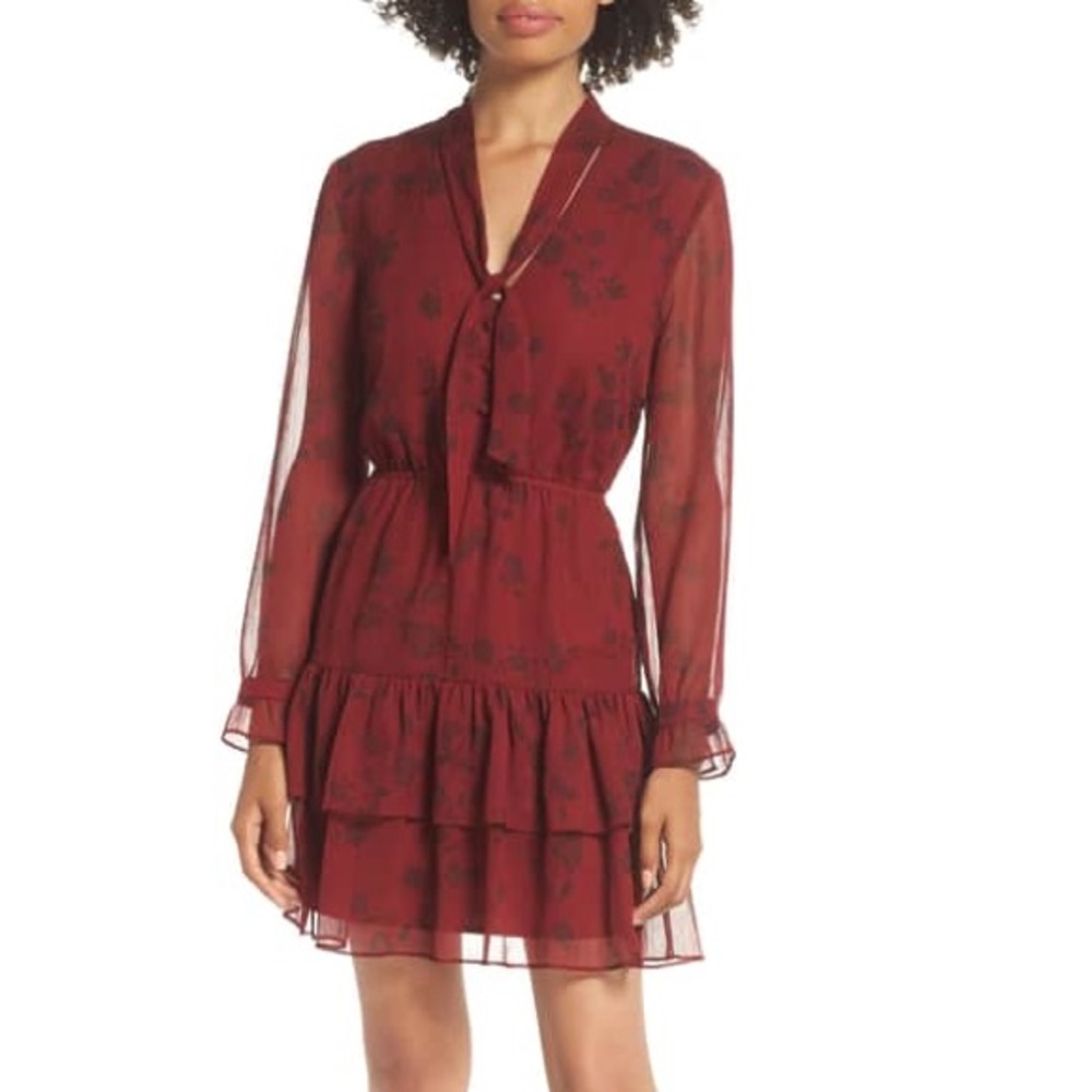 BB Dakota Wine Down Chiffon Dress, Size XS